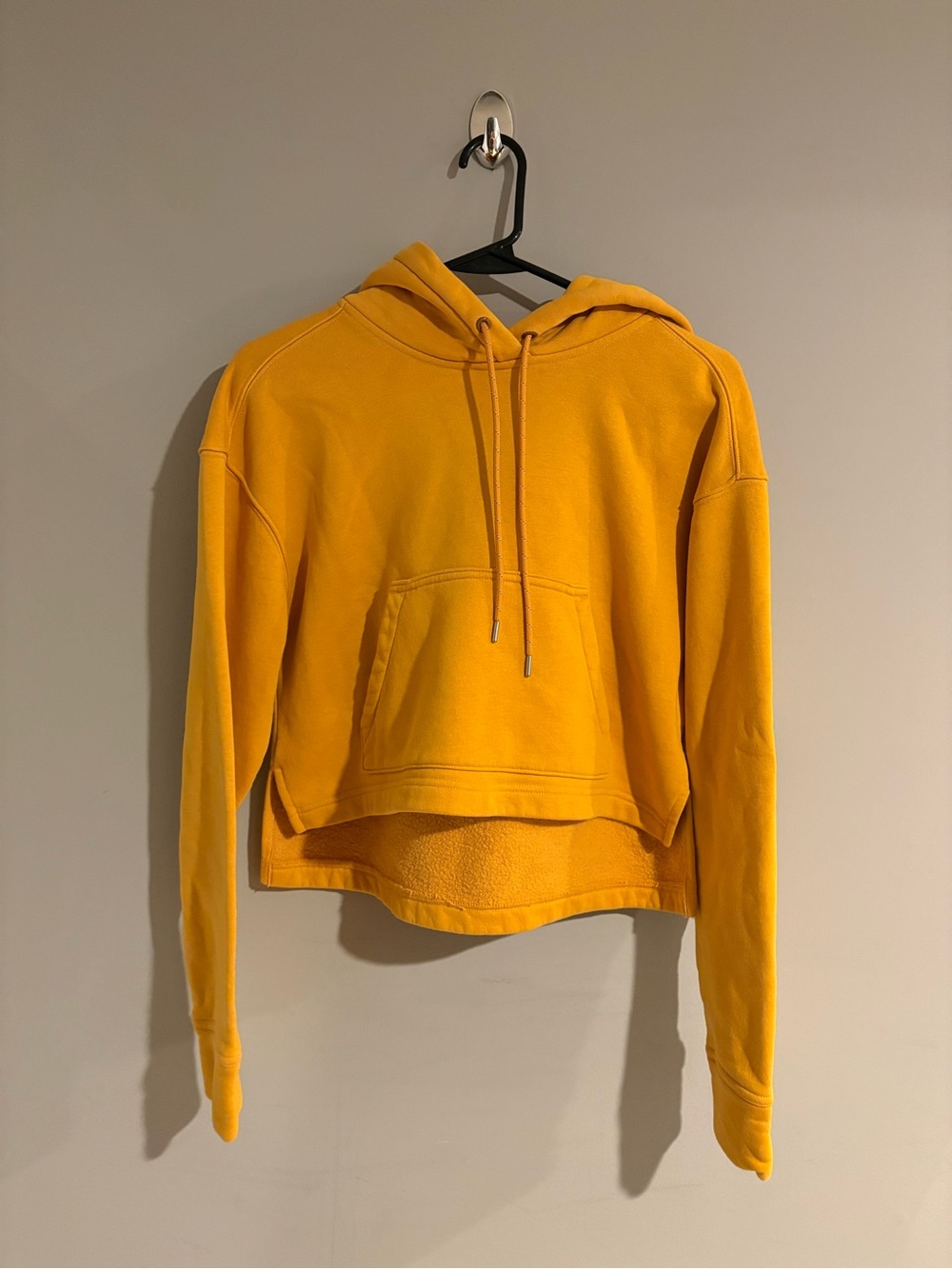 COZi Mustard Yellow Cropped Hoodie Women’s XS Oversized Drop Shoulder